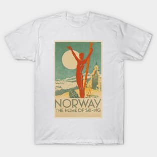 Norway, the Home of Ski-ing - Vintage Travel Poster Design T-Shirt